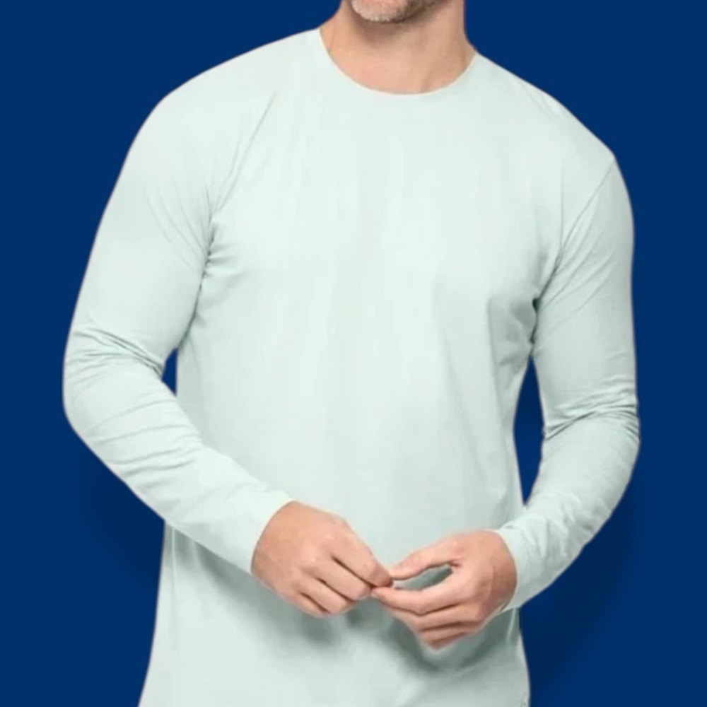 ALFANI Men’s Size Small Stretch Cloud Blue Plain Long Sleeve T-Shirt NWT SML NEW